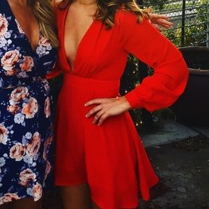 Lulu’s red long sleeve short dress